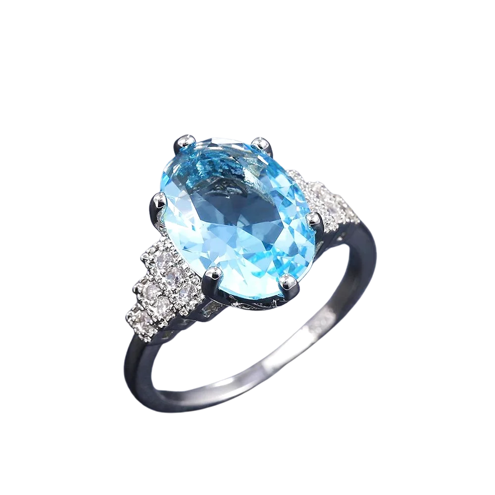 Bague Solitaire Pierre Bleue